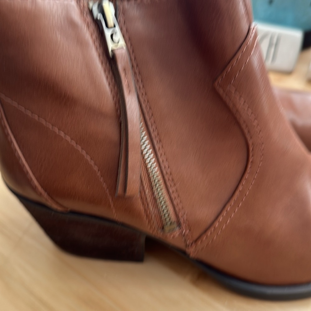 Circus by Sam Edelman Brown Leather Pointed Ankle Booties - Picture 6 of 8